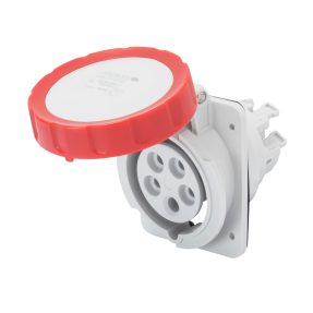 10° angled flush-mounting socket-outlet hp - ip66/ip67 - 2p+e 16a 380-415v 50/60hz - red - 9h - fast wiring
