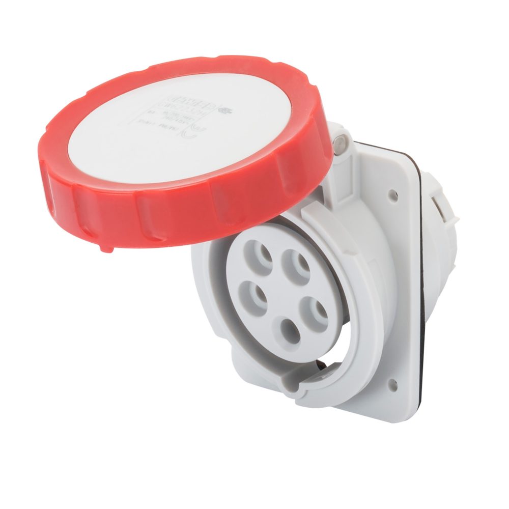  10° angled flush-mounting socket-outlet hp - ip66/ip67 - 3p+n+e 16a 380-415v 50/60hz - red - 6h - screw wiring
