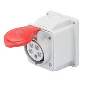 10° angled surface-mounting socket-outlet - ip44 - 3p+e 32a 380-415v 50/60hz - red - 6h - screw wiring