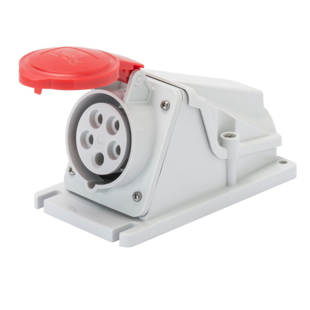  presa fissa da parete a 90° - ip44 - 3p+n+t 32a 380-415v 50/60hz - rosso - 6h - cablaggio a vite