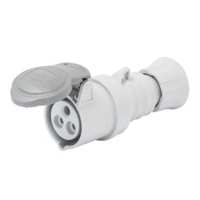 BASE MÓVIL RECTA HP - IP44/IP54 - 2P+T 16A MÁS QUE 50-250V c c - GRIS - 3H - CONEXIONADO DE TORNILLO
