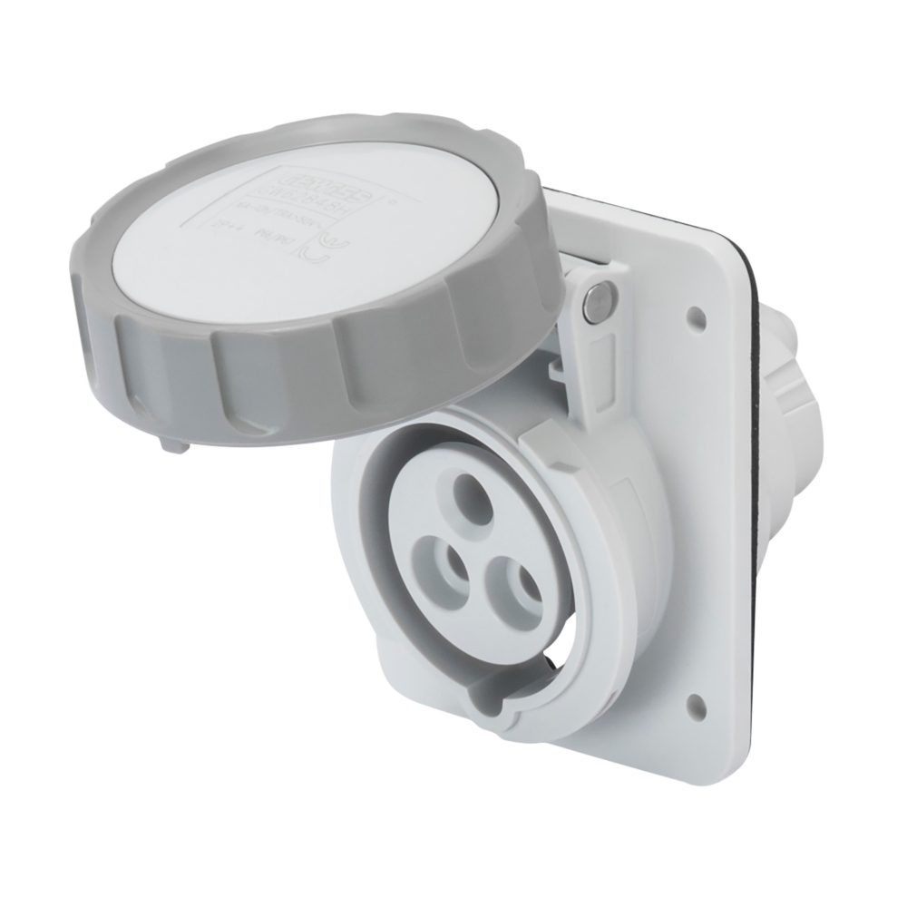  10° angled flush-mounting socket-outlet hp - ip66/ip67 - 2p+e 32a >250v d.c. - grey - 8h - screw wiring
