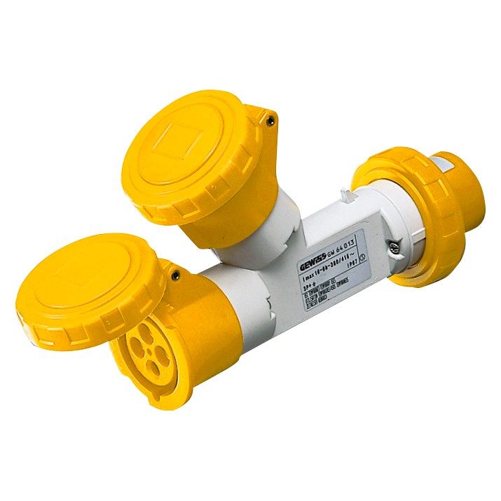  multiplicateur mobile à 2 sorties ip67 - fiche 16a - 2 prises 2p+t 110v 50/60hz - jaune - 4h