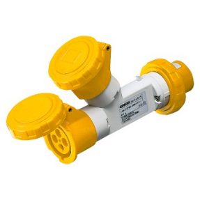 MULTIPLE IEȘIRI SOCKET-COUPLERS 2 IP67 - FIȘĂ 16A - 2 PRIZE 2P+E 110V 50/60HZ - GALBEN - 4H