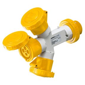 MULTIPLICATEUR MOBILE À 3 SORTIES IP67 - FICHE 16A - 3 PRISES 2P+T 110V 50/60HZ - JAUNE - 4H multiplicateur mobile à 3 sorties ip67 - fiche 16a - 3 prises 2p+t 110v 50/60hz - jaune - 4h