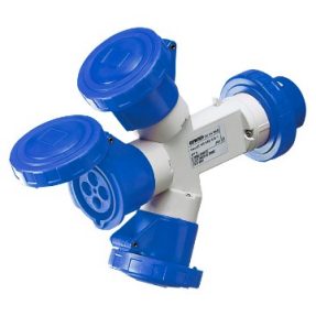 MEHRFACHKUPPLUNGEN, 3 AUSGÄNGE IP67 - STECKER 16A - 2 STECKDOSEN 3P+E 230V 50/60HZ - BLAU - 9H