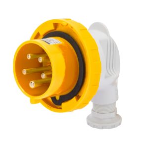FICHE MOBILE À 90° - IP67 - 3P+N+T 32A 100-130V 50/60HZ - JAUNE - 4H - CÂBLAGE À VIS