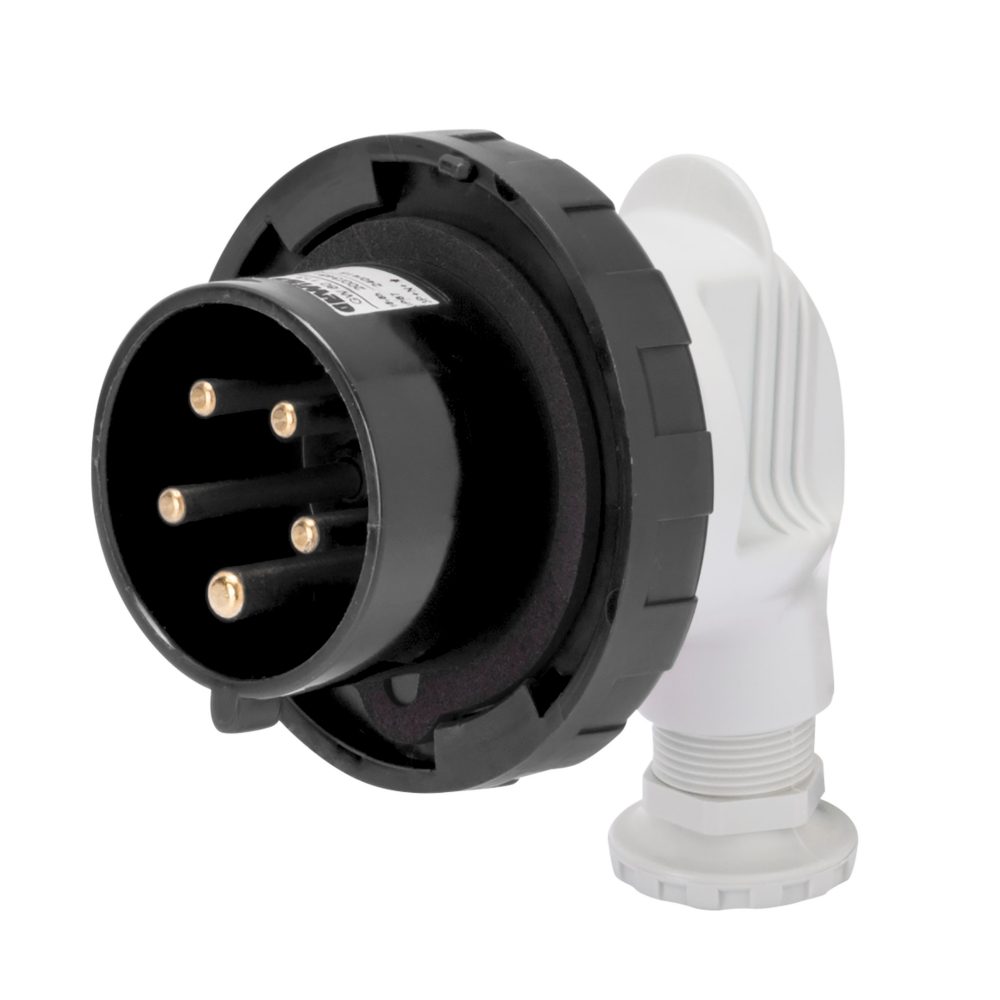  clavija a 90° móvil - ip67 - 3p+t 16a 480-500v 50/60hz - negro - 7h - conexionado de tornillo
