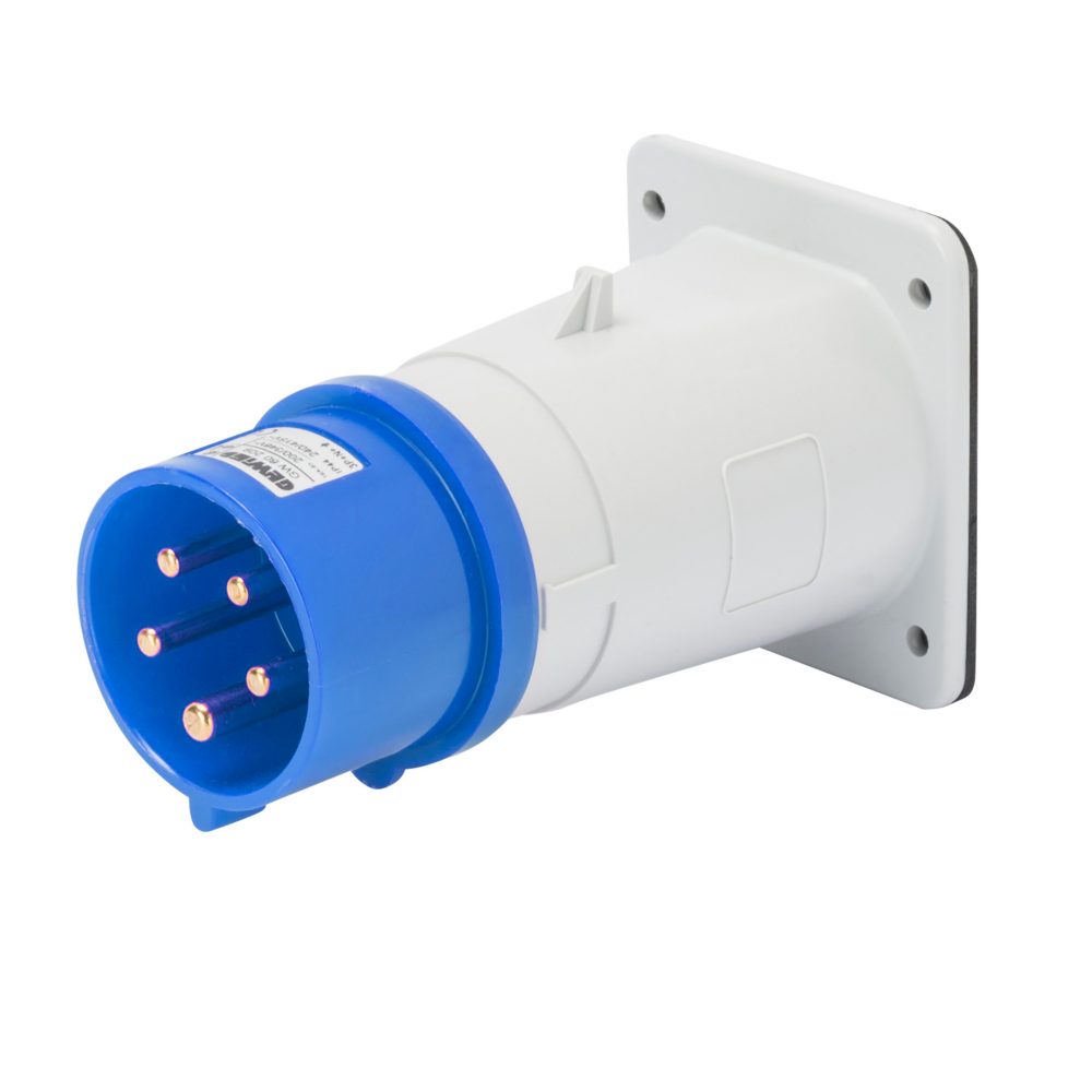  clavija fija de empotrar - ip44 - 3p+t 16a 200-250v 50/60hz - azul - 9h - conexionado de tornillo