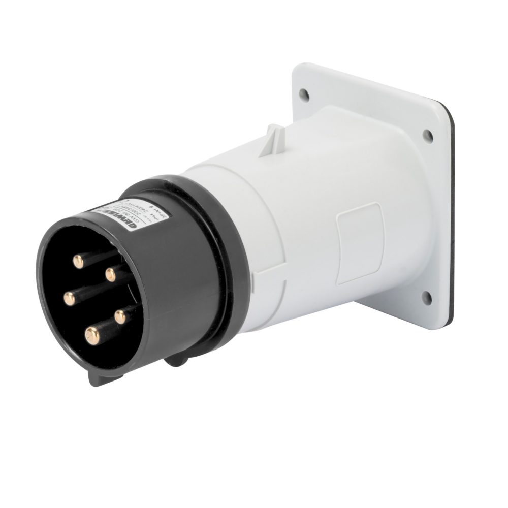  clavija fija de empotrar - ip44 - 3p+n+t 16a 480-500v 50/60hz - negro - 7h - conexionado de tornillo