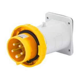 PŘÍMÁ PŘÍVODKA PRO ZAPUŠTĚNOU MONTÁŽ – IP67 – 3P+E 16 A 100-130 V 50/60 HZ – ŽLUTÁ – 4H – ŠROUBOVÉ PŘIPOJENÍ