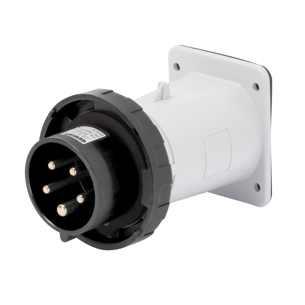  clavija fija de empotrar - ip67 - 3p+t 32a 480-500v 50/60hz - negro - 7h - conexionado de tornillo