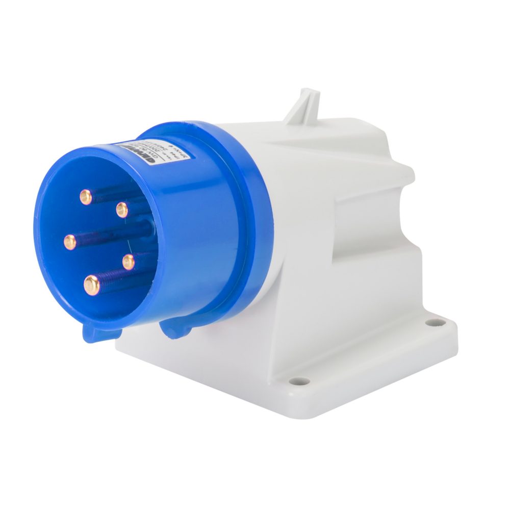  spina fissa da parete a 90° - ip44 - 3p+n+t 16a 200-250v 50/60hz - blu - 9h - cablaggio a vite
