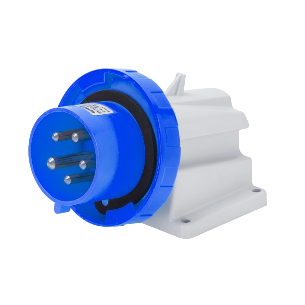  spina fissa da parete a 90° - ip67 - 3p+n+t 32a 200-250v 50/60hz - blu - 9h - cablaggio a vite