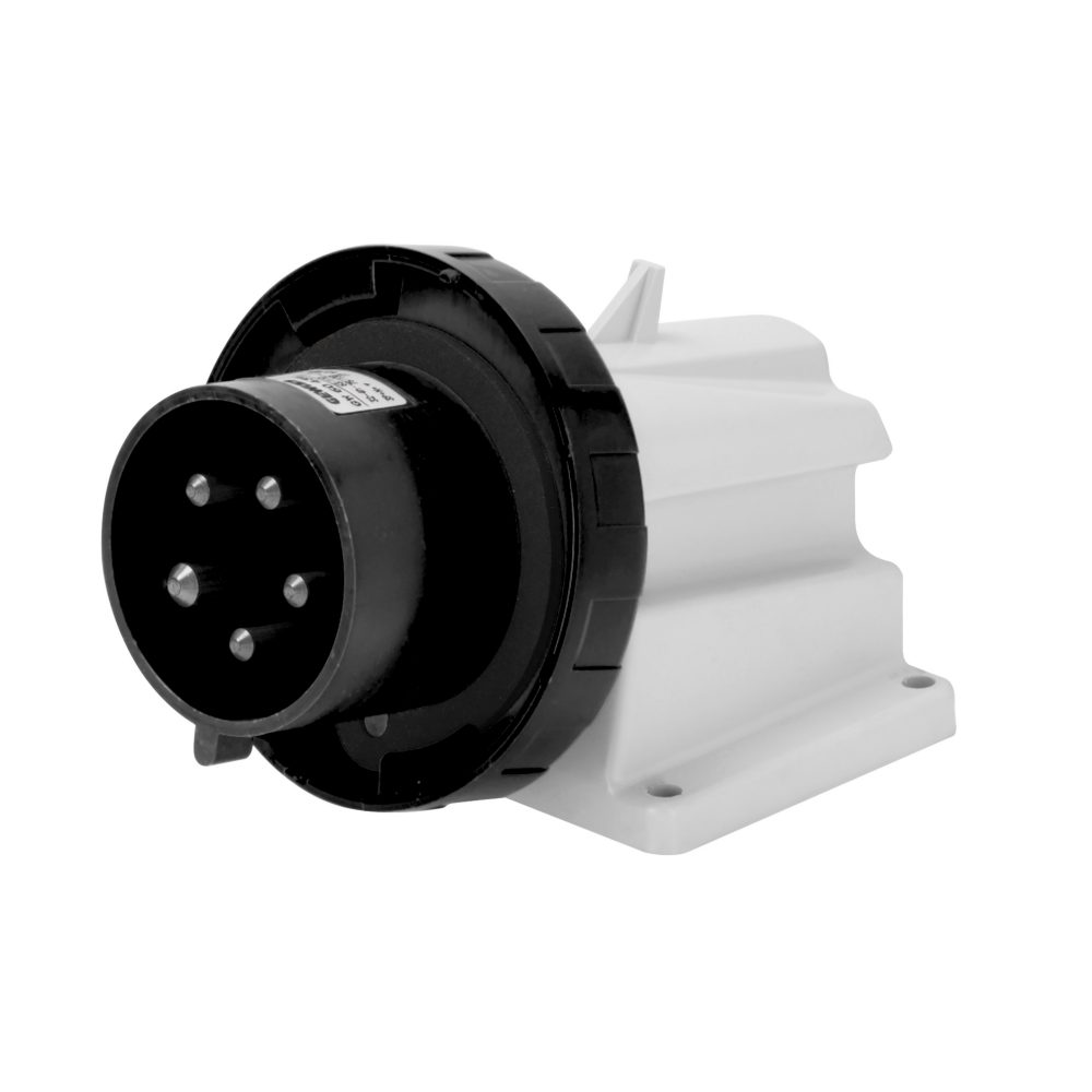  90° angled surface mounting inlet - ip67 - 3p+n+e 16a 480-500v 50/60hz - black - 7h - screw wiring