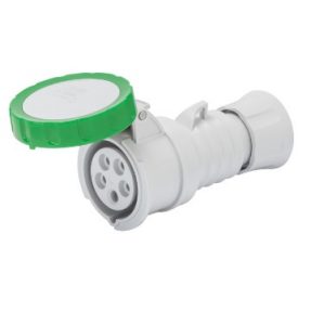 BASE MÓVIL RECTA HP - IP66/IP67/IP68/IP69 - 3P+N+T 32A MÁS QUE 50V MÁS QUE 300-500HZ - VERDE - 2H - CONEXIONADO DE TORNILLO