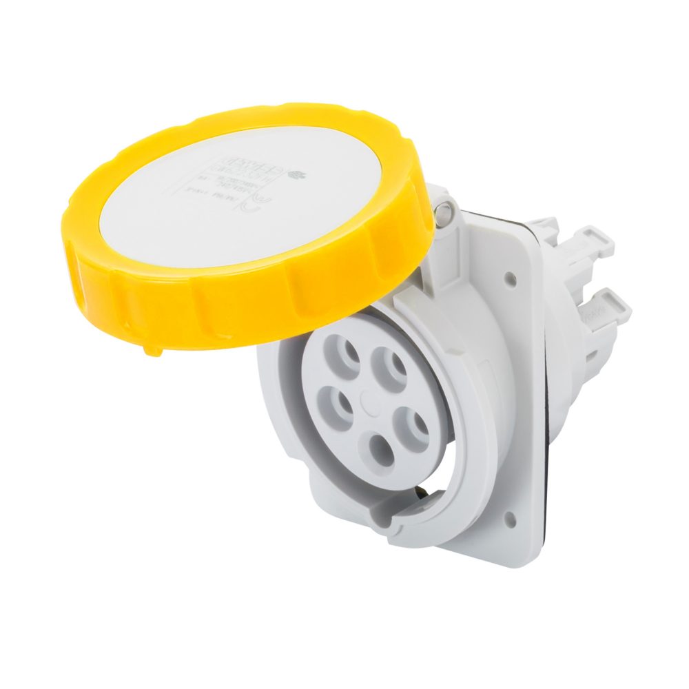  anbausteckdosen 10° hp - ip66/ip67 - 3p+n+e 32a 100-130v 50/60hz - gelb - 4h - steckkontakten