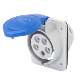 10° angled flush-mounting socket-outlet hp - ip44/ip54 - 3p+n+e 32a 200-250v 50/60hz - blue - 9h - screw wiring