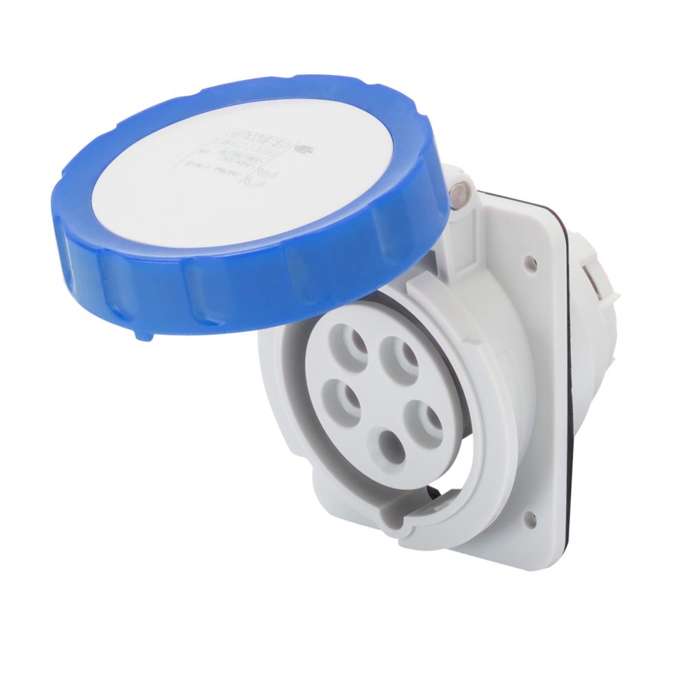  presa fissa da incasso a 10° hp - ip66/ip67 - 3p+t 32a 200-250v 50/60hz - blu - 9h - cablaggio a vite