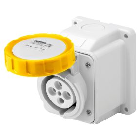 base fija de pared a 10° - ip67 - 2p+t 16a 100-130v 50/60hz - amarillo - 4h - conexionado de tornillo