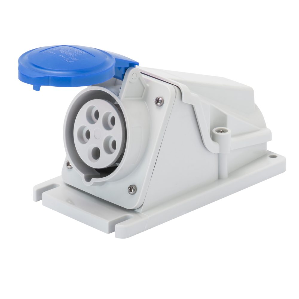  aufbausteckdosen 90° - ip44 - 3p+n+e 32a 200-250v 50/60hz - blau - 9h - schraubkontakten