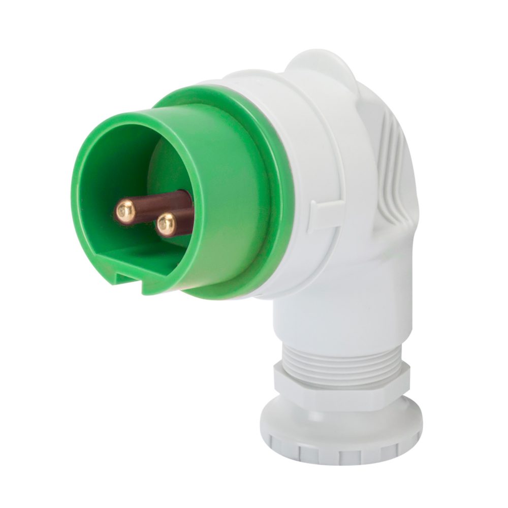  vidlice 90° – ip44 – 2p 32 a 20-25 v a 40-50 v 100-200 hz – zelená – 4h – šroubové připojení