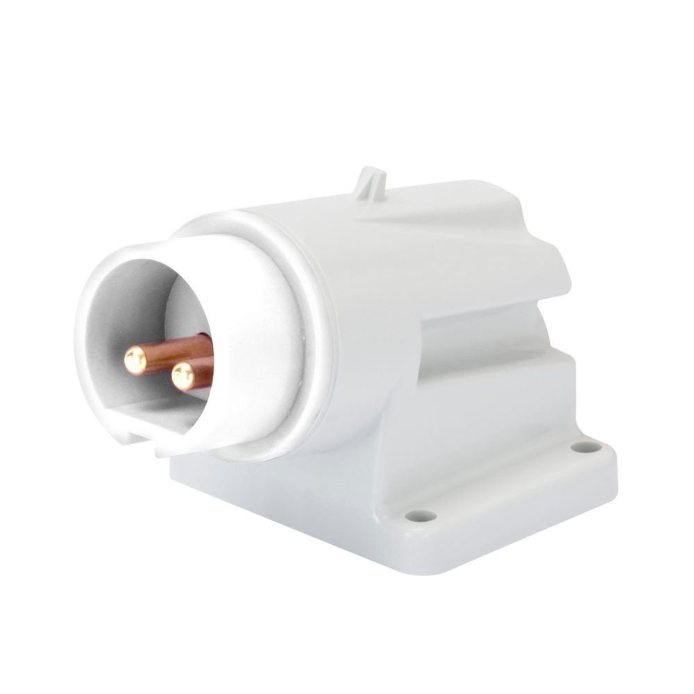  90° angled surface mounting inlet - ip44 - 3p 32a 40-50v 50-60hz - white - 12h - screw wiring