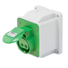 BASE FIJA DE PARED A 10° - IP44 - 2P 16A 20-25V e 40-50V 100-200HZ - VERDE - 4H - CONEXIONADO DE TORNILLO