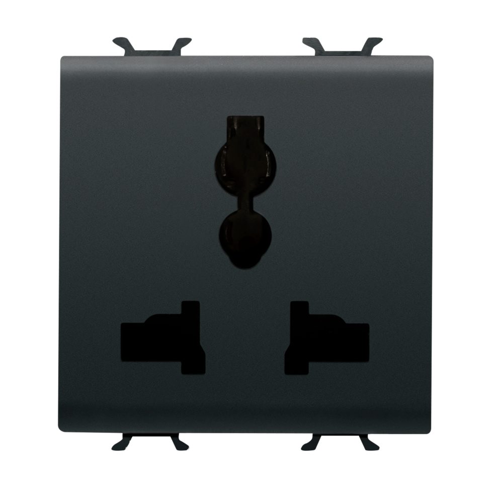  prise multinorme 2p+t - 13 a/250 vca - 15 a/127 vca - 2 modules - noir satin - chorusmart