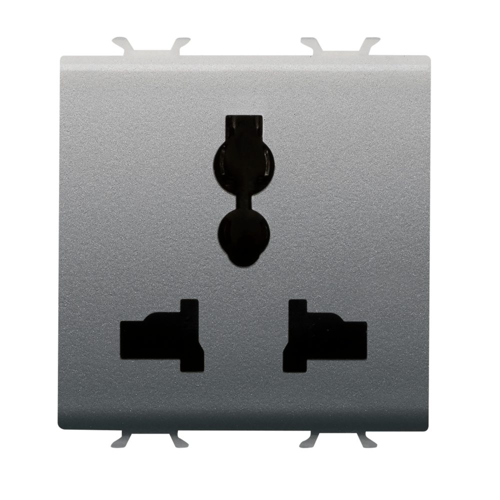  priză multistandard 2p+e - 13 a/250 v c.a. - 15 a/127 v c.a. - 2 module - titan - chorusmart