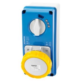 PRESA FISSA INTERBLOCCATA VERTICALE - AUTOMATIKA - MT 6KA CURVA C - CON FONDO - 3P+N+T 16A 100-130V - 50/60HZ 4H - IP67