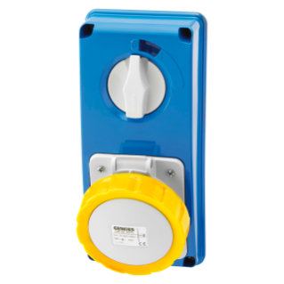 VERTICAL FIXED INTERLOCKED SOCKET OUTLET - WITHOUT BOTTOM - WITHOUT FUSE-HOLDER BASE - 2P+E 32A 100-130V - 50/60HZ 4H - IP67