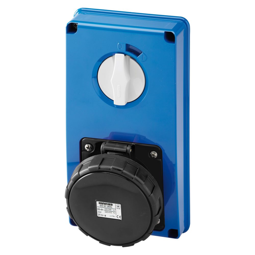  base fija interbloqueadas vertical - sin fondo - sin base portafusibles - 3p+t 63a 480-500v - 50/60hz 7h - ip67