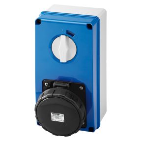 PRISE VERTICALE INTERVERROUILLÉE - AVEC FOND - SANS BASE PORTE-FUSIBLES - 3P+N+T 63A 480-500V - 50/60HZ 7H - IP67