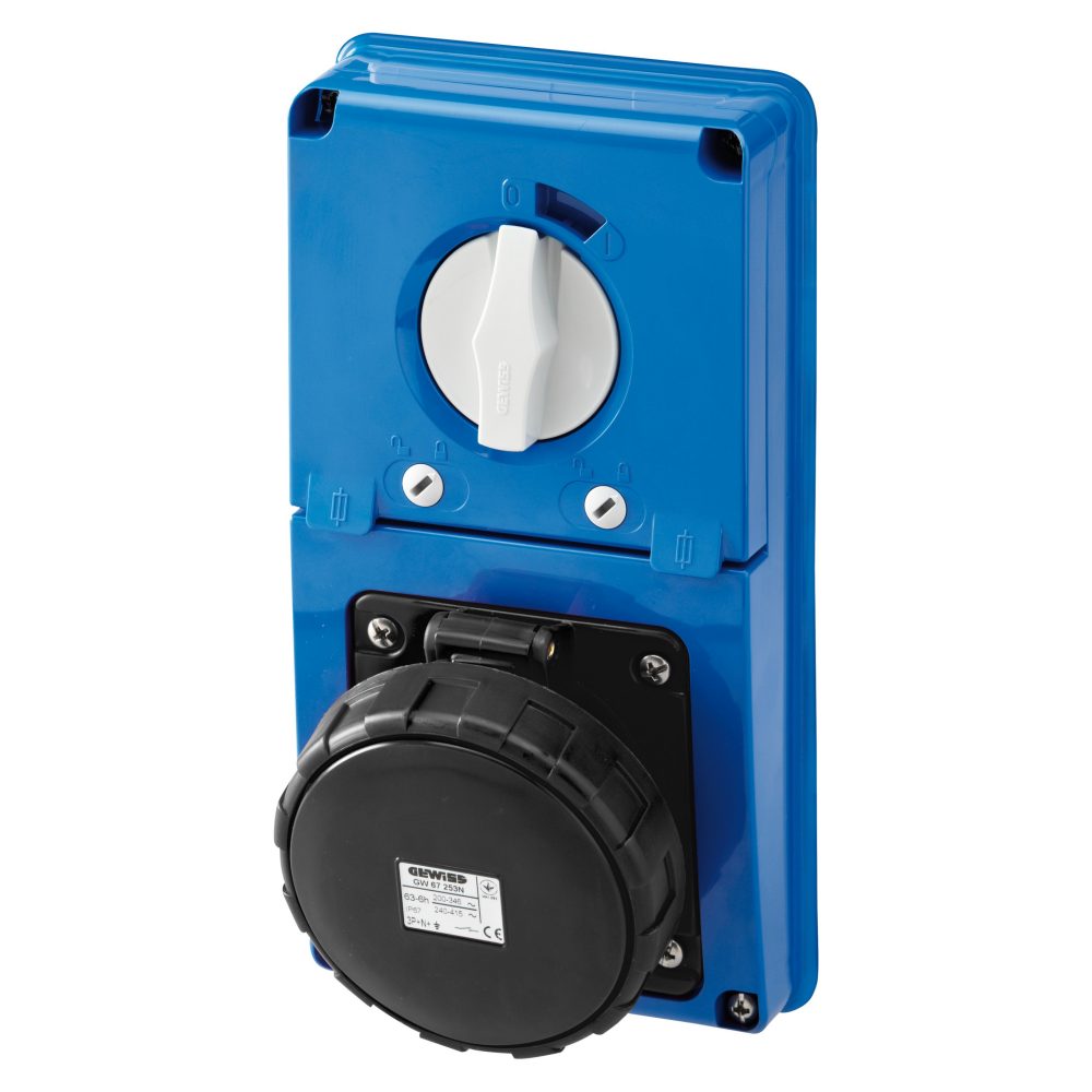  prise verticale interverrouillée - sans fond - avec base porte-fusibles - 3p+n+t 63a 480-500v - 50/60hz 7h - ip67
