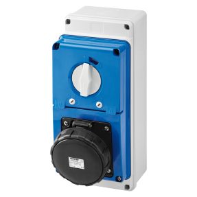 PRISE VERTICALE INTERVERROUILLÉE - AVEC FOND - AVEC BASE PORTE-FUSIBLES - 3P+T 63A 480-500V - 50/60HZ 7H - IP67