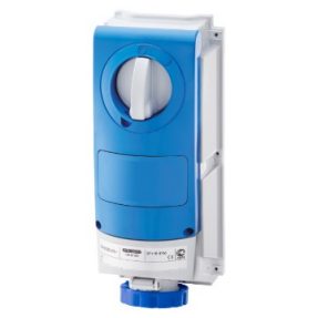PRESA FISSA INTERBLOCCATA VERTICALE - SENZA FONDO - SENZA BASE PORTAFUSIBILI - IMPIEGHI GRAVOSI - 3P+N+T 16A 200 - 250V - 50/60HZ 9H - IP66