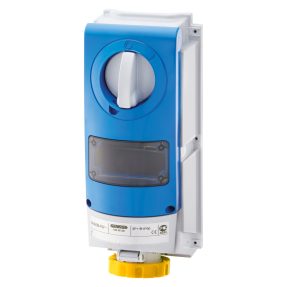 prise verticale interverrouillée - sans fond - pour le montage d'appareils modulaires - pour utilisation sèvére - -3p+n+t 16a 100-130v-50/60hz 4h-ip66