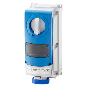 vertical fixed interlocked socket outlet - with bottom -for mounting modular devices - for heavy-duty use - 3p+e 16a 200-250v-50/60hz 9h-ip66