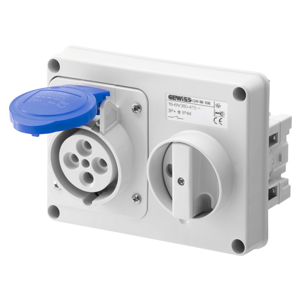  base fija interbloqueadas horizontal - sin fondo - sin base portafusibles - 3p+n+t 32a 200-250v - 50/60hz 9h - ip44