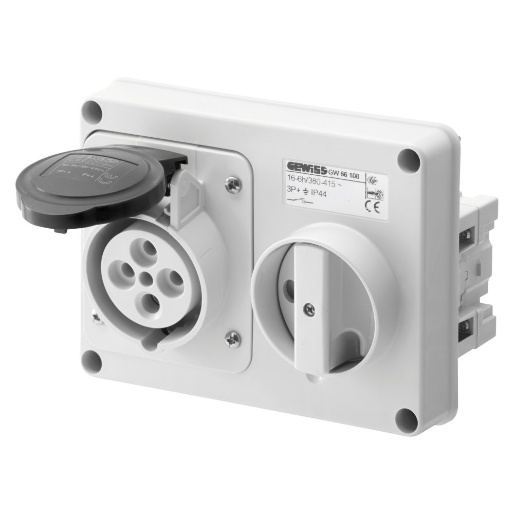  presa fissa interbloccata orizzontale - senza fondo - senza base portafusibili - 3p+n+t 32a 480-500v - 50/60hz 7h - ip44