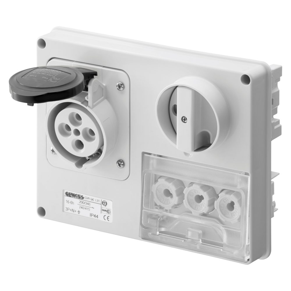  fixed interlocked horizontal socket-outlet - without bottom - with fuse-holder base - 3p+n+e 16a 480-500v - 50/60hz 7h - ip44