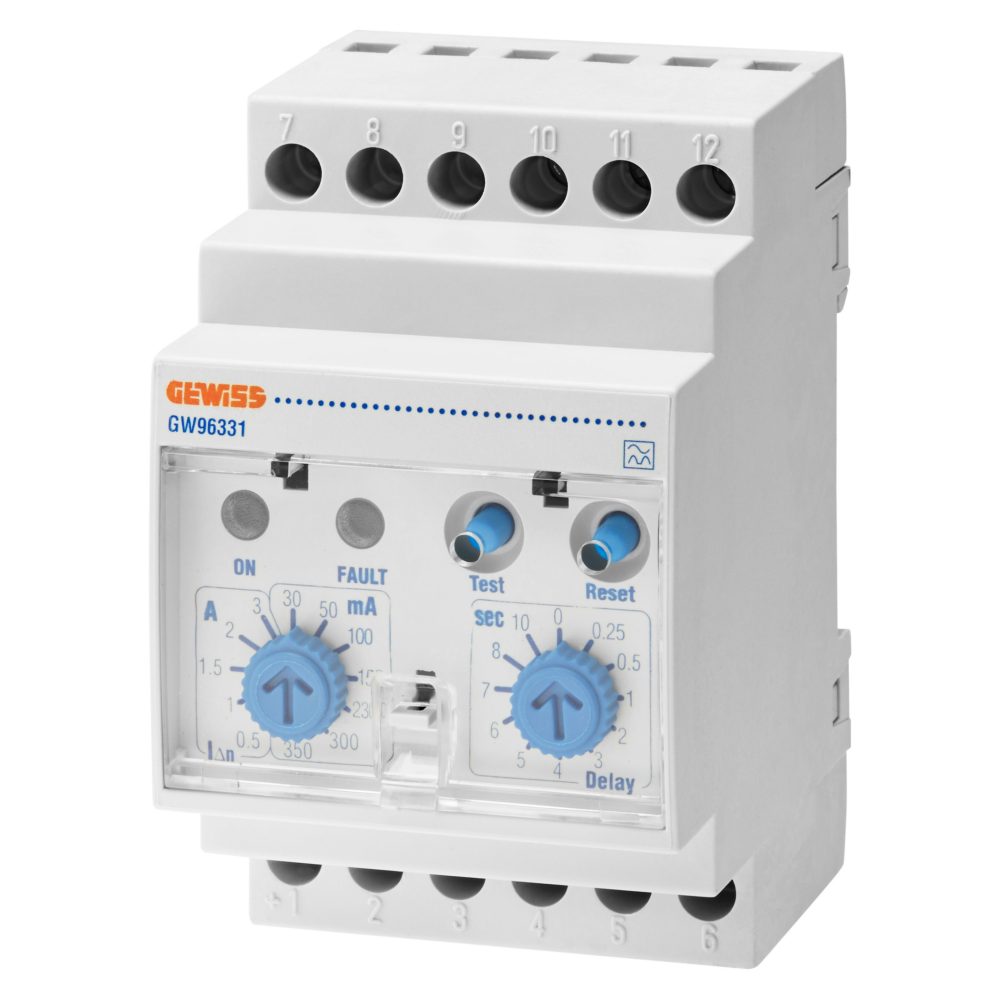  relé reziduálního proudu se samostatným toroidem – 230 v ac – typ a – 3 moduly