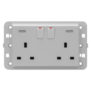 TWIN SWITCHED SOCKET-OUTLET - BRITISH STANDARD - 2P+E 13 A - BACKLIT - TITANIUM - CHORUS
