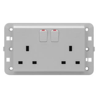 TWIN SWITCHED SOCKET-OUTLET - BRITISH STANDARD - 2P+E 13 A - TITANIUM - CHORUS