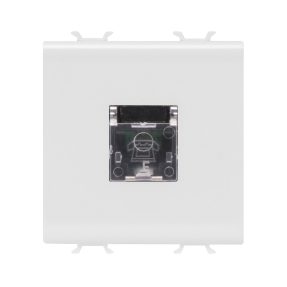 telefondosen internationaler standard - rj11 - schraubklemmen - 2 module - weiss satiniert - chorusmart