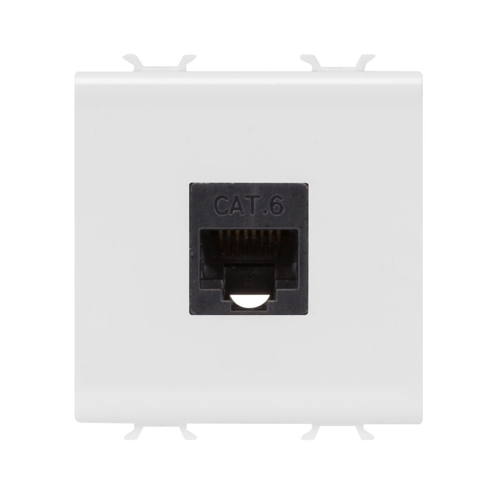 presa rj45 - categoria 6 - utp - 2 moduli - bianco lucido - chorusmart