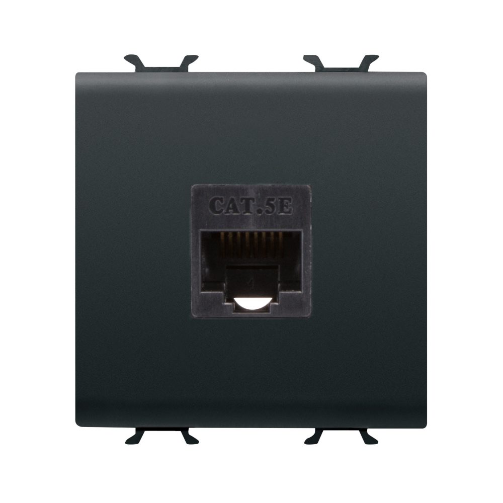 presa rj45 - categoria 5e - utp - 2 moduli - nero satinato - chorusmart