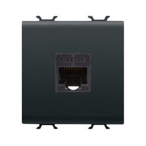 presa rj45 - categoria 5e - utp - 2 moduli - nero satinato - chorusmart