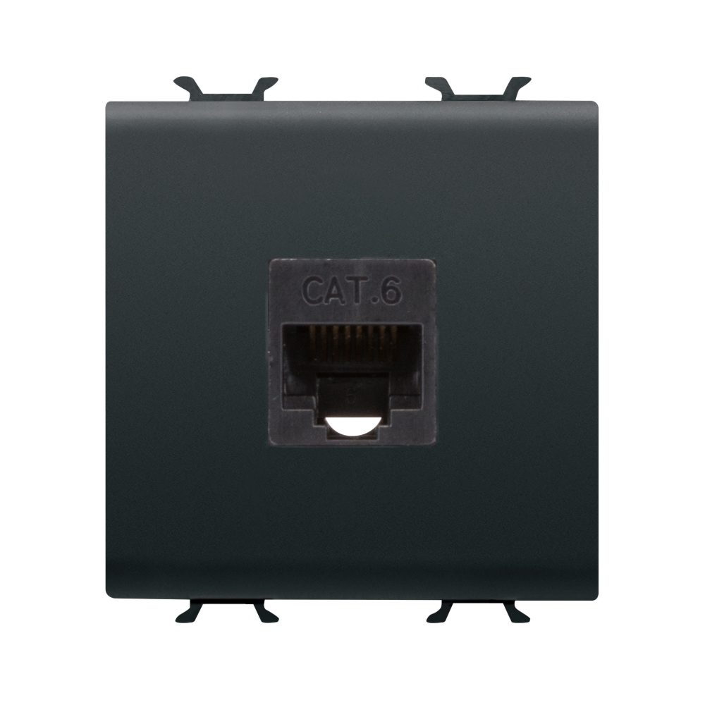 presa rj45 - categoria 6 - utp - 2 moduli - nero satinato - chorusmart